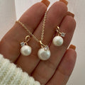 Fashionins imitation pearl necklace suit fashionaccessible luxuryclassysensecasualelegantniche style diamond-encrusted earrings for women