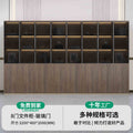 8-door filing cabinet-glass door (with light strip) wood veneer walnut + technology gray