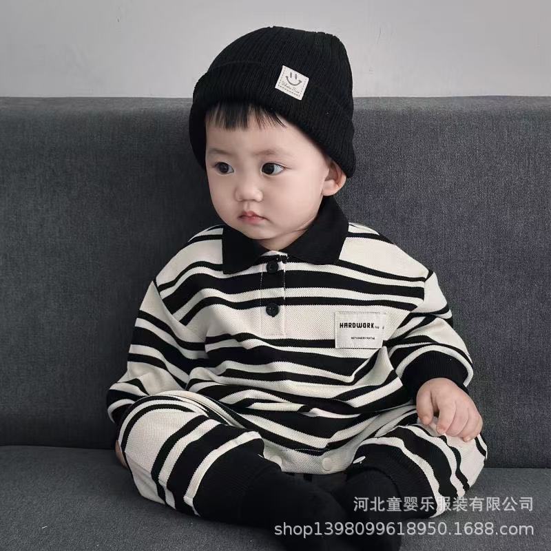 Baby boy romper - new spring/autumn collection - infant clothing - autumn polo collar - long sleeve outfit for infants and toddlers