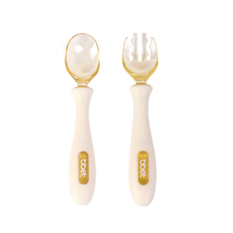 Babycare elephant training fork and spoon set - ppsu twistable spoons and forks for babies and toddlers - children's tableware