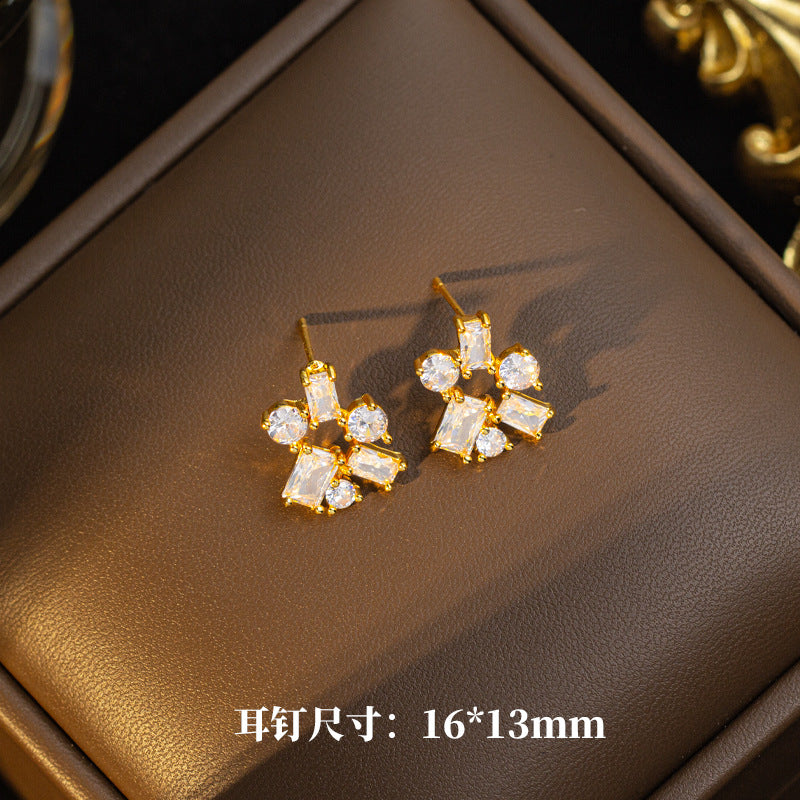 [set] cross-border fashion elegant light luxury full zirconium sweater chain exquisite copper micro-embedded earrings necklace jewelry combination