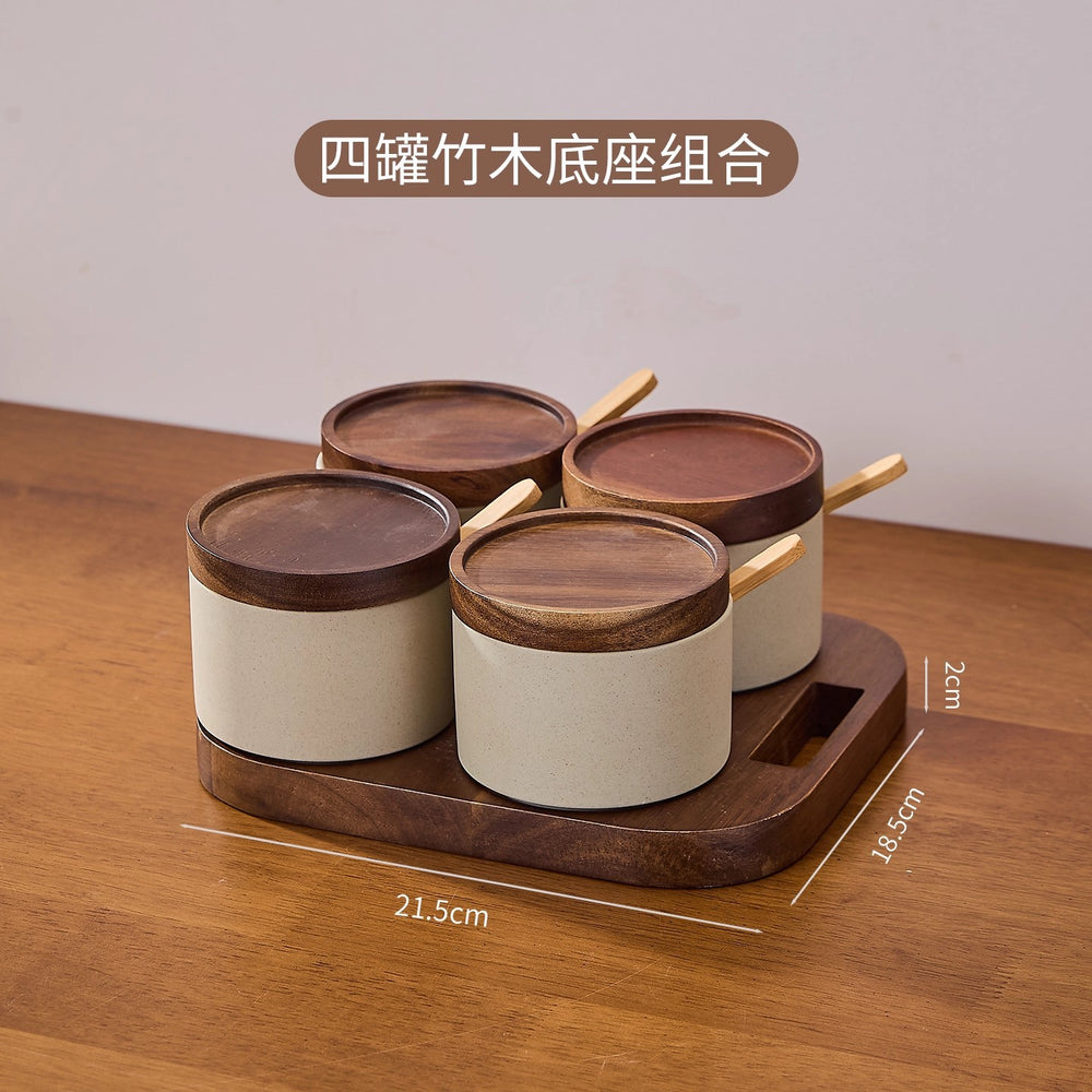 Japanese ceramic seasoning jar set - salt, msg, chicken bouillon, chili sauce, condiment storage for home kitchen, commercial restaurant, and hotel use