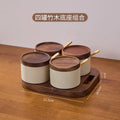 Japanese ceramic seasoning jar set - salt, msg, chicken bouillon, chili sauce, condiment storage for home kitchen, commercial restaurant, and hotel use