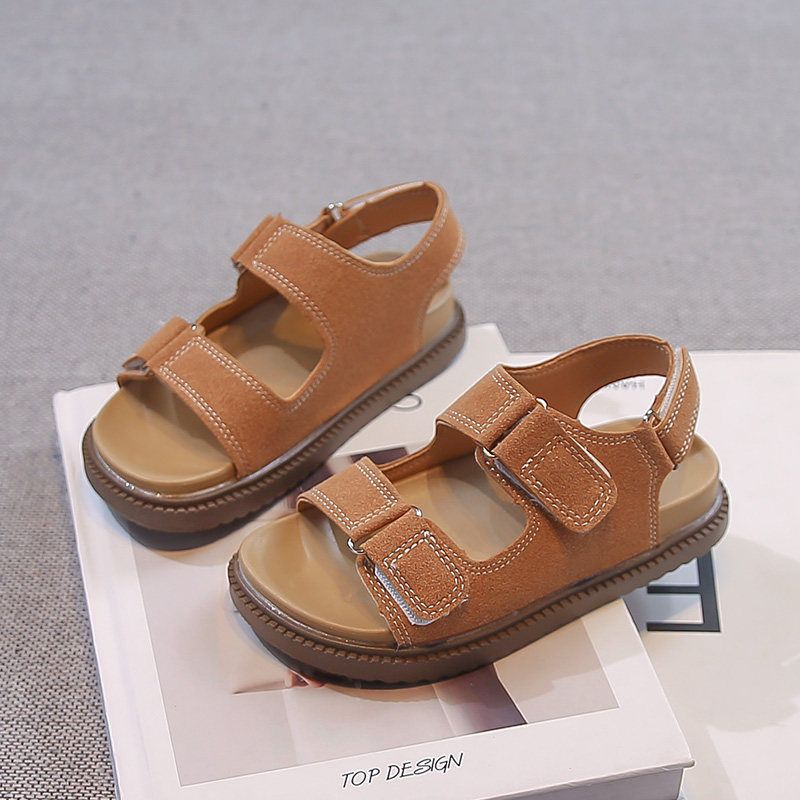 Girls' retro velcro sandals -  summer new arrivals: versatile, comfortable, and casual flat sandals for kids, perfect for beach and everyday wear