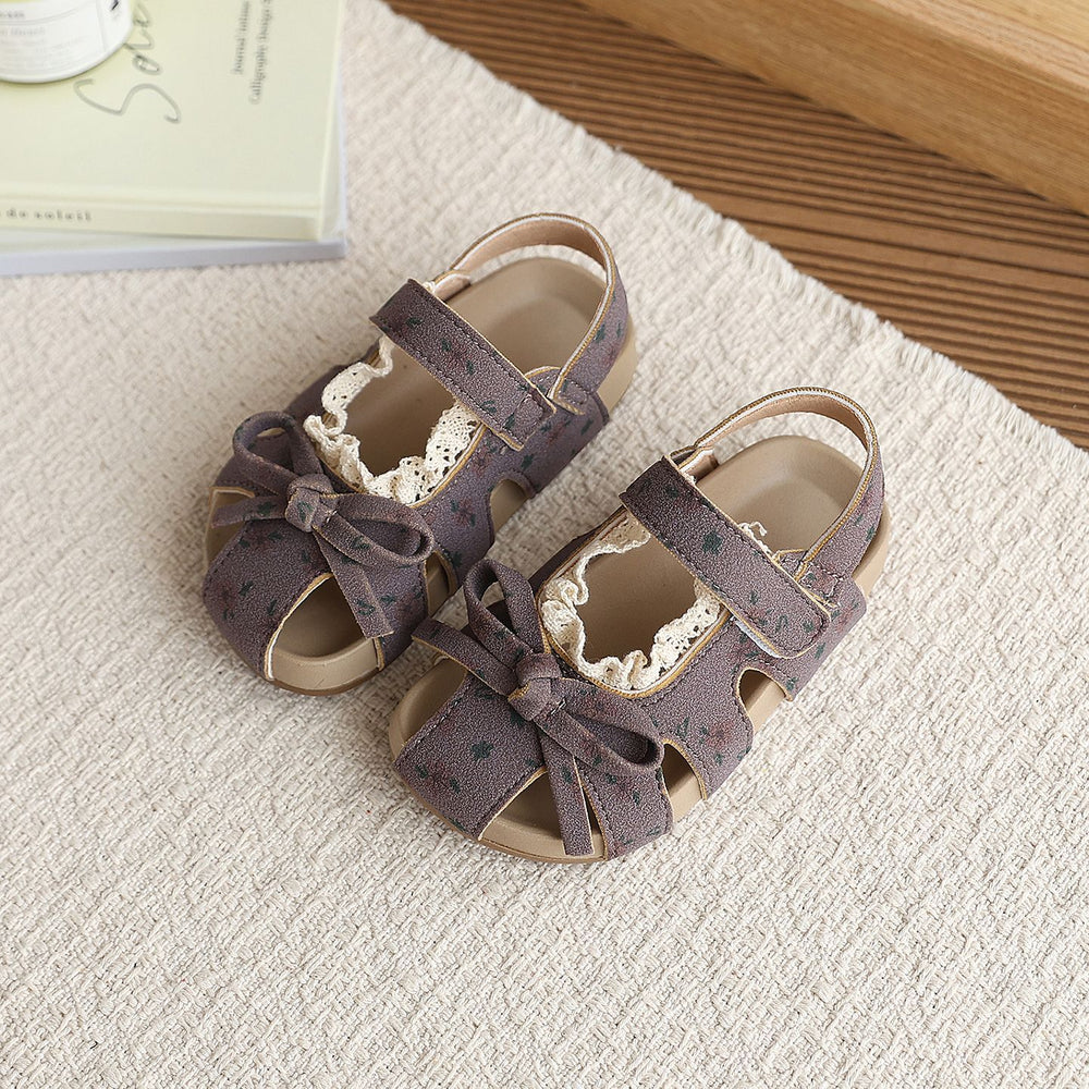 Girls' birkenstock sandals - new summer collection: kids' shoes with bow detail, floral print, open-toe beach sandals for toddlers and young children