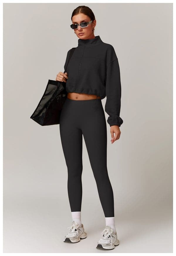Pre-sale  high-elastic stand-up neck yoga long-sleeved outdoor running sports jacket women's fitness wear yoga top long-sleeved
