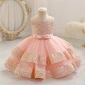 Girls' sequin patchwork round neck vest dress - stylish & customizable baby & toddler birthday & first birthday dress - oem available