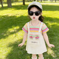 Girls' striped sundress - new summer style, lightweight, short-sleeved, in-stock wholesale