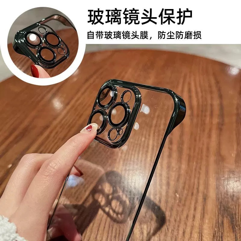 Suitable for iphone 17 mobile phone case electroplated frameless magsafe magnetic glass lens film apple 14 texture