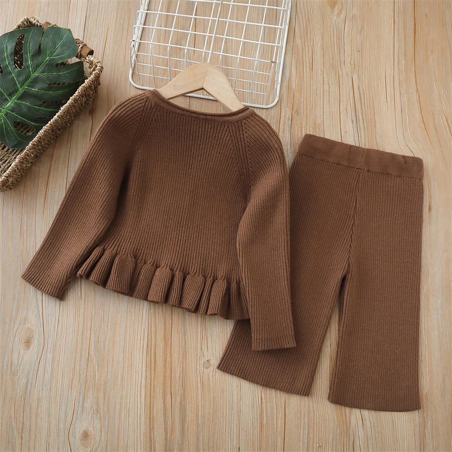 Girls' knitted sweater two-piece set -  autumn/winter new collection - baby girl cartoon pants outfit
