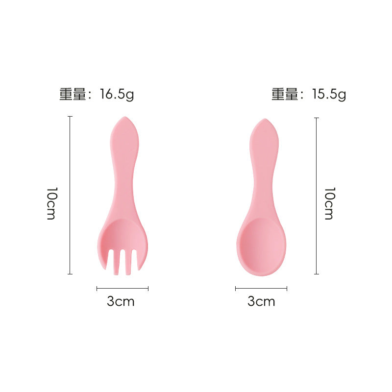 Silicone kids' meal set: baby food training suction bowl, food-grade fork and spoon, feeding utensils for babies