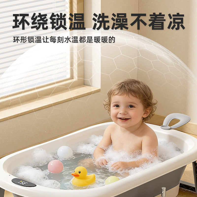 Collapsible baby bathtub - temperature-sensitive, home use, constant temperature, large bath tub for newborns and infants