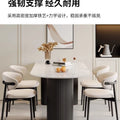 French cream half-round rock slab dining table and chairs - modern minimalist italian style dining set for small spaces