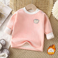 Kidsheattechtops boys and girlsfall and winter bottom shirt baby thickened pajamas children's fleece-linedlong sleeves autumn clothes