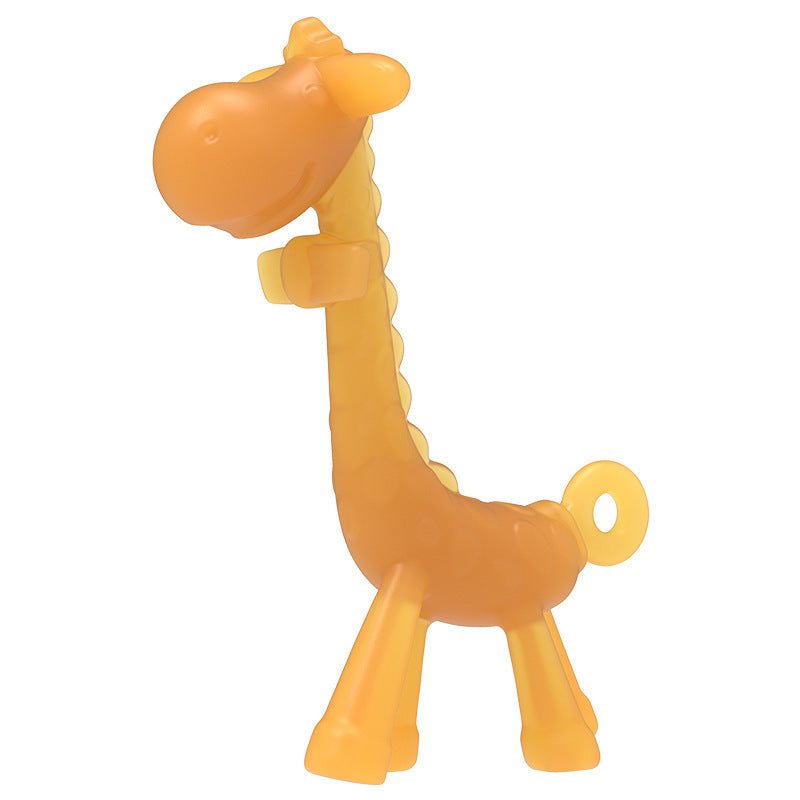 English suction card packaging baby giraffe molar stick liquid silicone toothpaste food grade baby anti-eating hand biting glue