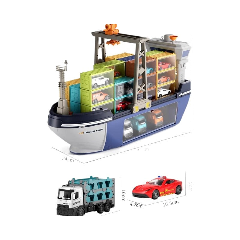 Extra-large ship kids toy set - deluxe cruise liner transport truck with container cars for boys, ages 3-6