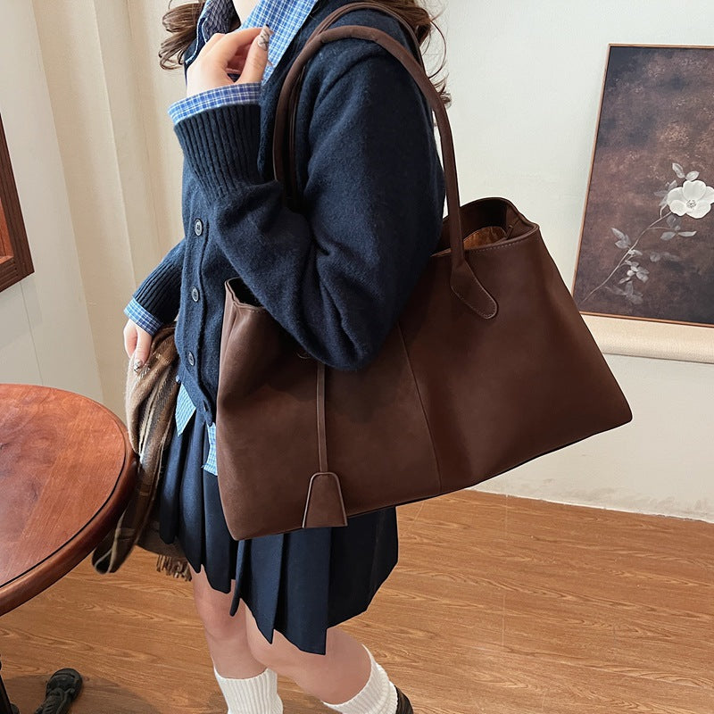 South Korea's new suede suede tote bag large-capacity commuter hand-held underarm bag versatile lock shoulder bag women