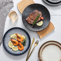 Japanese ceramic striped plate - creative steak plate, pasta plate, retro sushi plate - restaurant commercial serving plate - wholesale