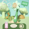 Semi-automatic 2-in-1 fan & bubble sunflower bubble wand [1 bottle of solution] - green