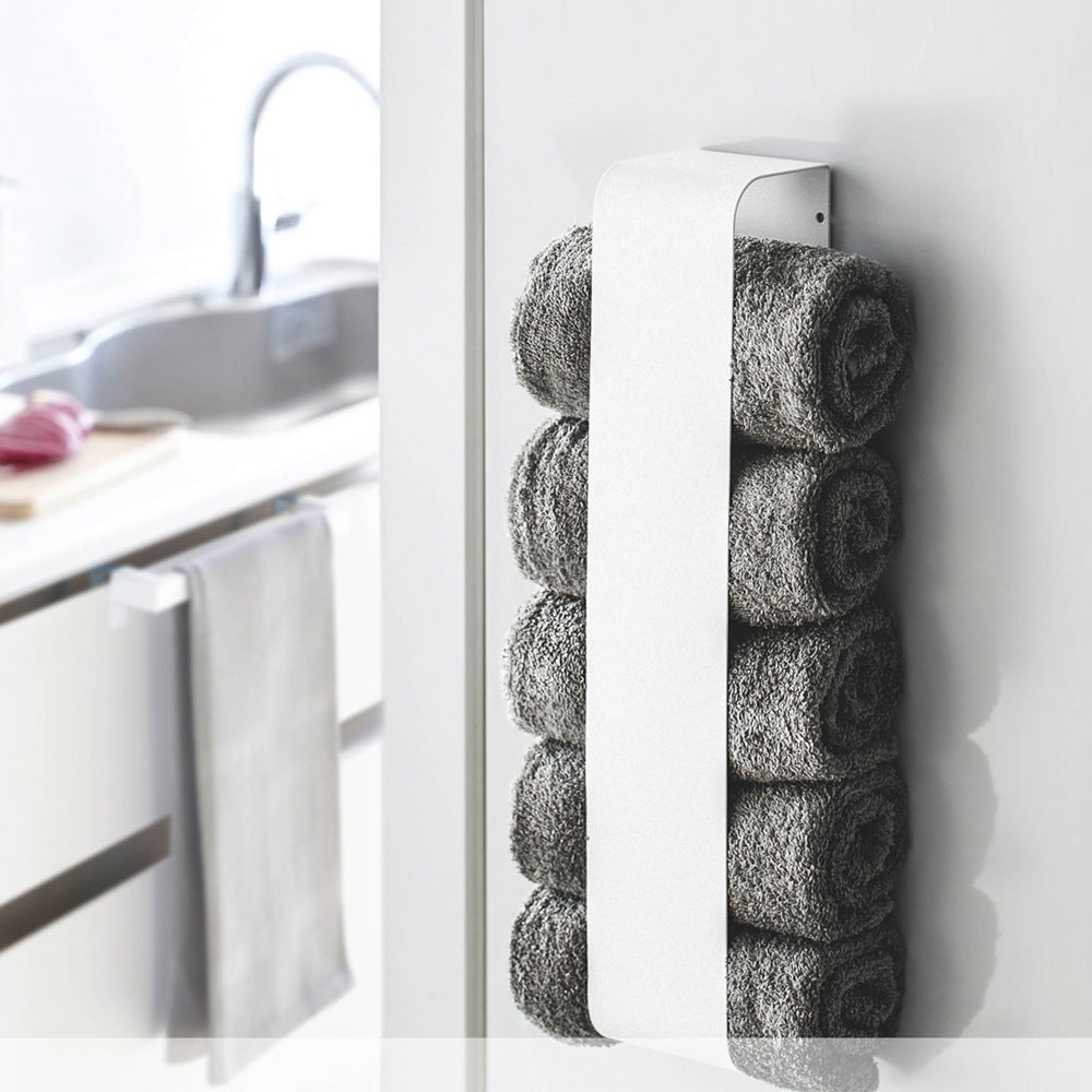 Yamazaki same simple non-punching magnetic large towel bathroom storage rack, large-capacity bath towel storage rack