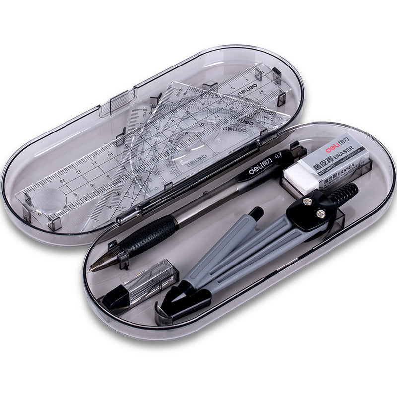 Deli 9591 Compass Professional Drawing Ruler Ruler Compass Student Drawing Set for Junior High School Students