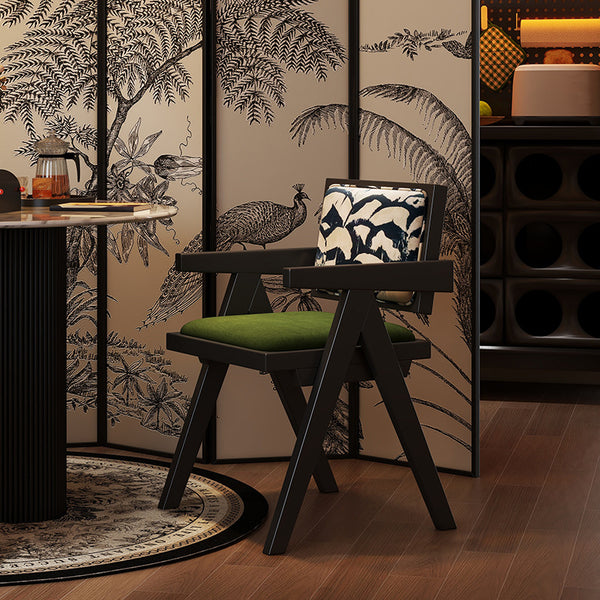 Rattan chair Solid wood dining chair Household Japanese bed and breakfast Balcony Leisure rattan chair Chandigarh soft bag backrest stool