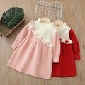 Girls' knitted sweater dress - new autumn/winter  collection - handmade floral detail, sweet winter dress
