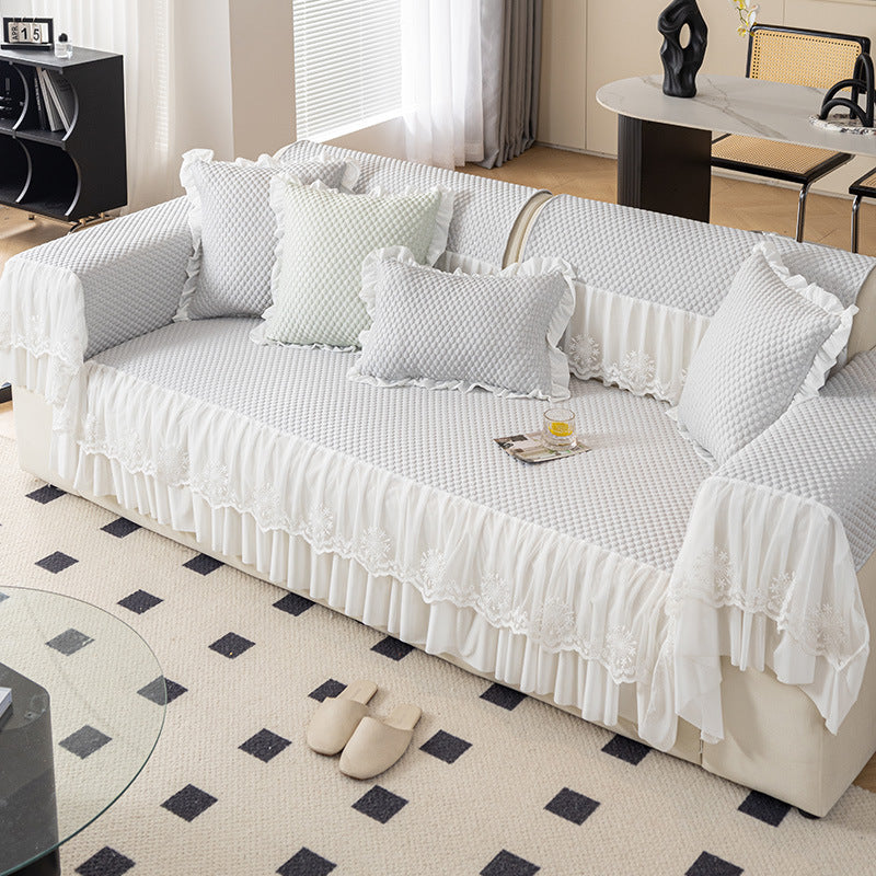 Summer ice silk bean sofa cushion light luxury lace skirt sofa cover non-slip ice mat new free shipping
