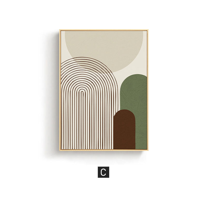 Nordic abstract line meter box decorative painting vertical plate can be pushed and pulled to block the distribution box hanging painting green small fresh