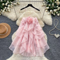 Sweet pink ruffle trim sleeveless sundress - perfect for summer, vacation, and a flattering silhouette