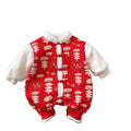 Baby festive new year new year greetings winter baby clothes for men and women thickened western style heattech one-piece khaki