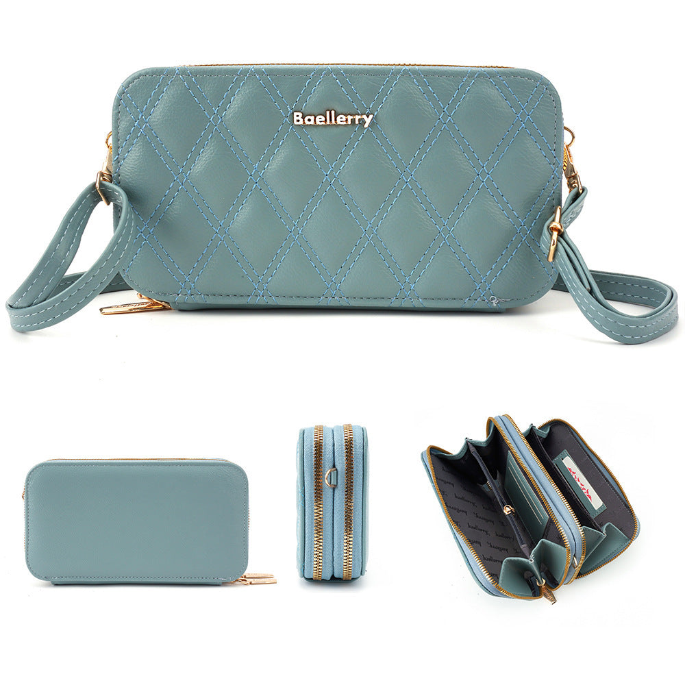 Baellerry's new women's mobile phone bag, European and American fashion plaid large-capacity zipper, single shoulder small crossbody explosion