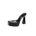2026 women's summer new transparent ankle strap high heel slides, platform crystal chunky heel plus size sandals