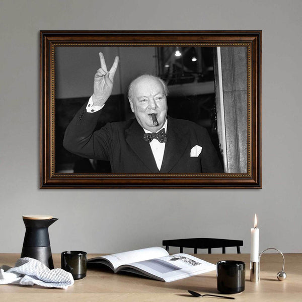 Winston Churchill Decorative Cigar Club Vintage Bar Hanging Celebrity Black and White Poster Smoke Row Mural
