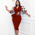 European and american cross-border women's clothing  spring/summer new collection: patchwork ol style mesh puff sleeve pencil skirt foreign trade dress