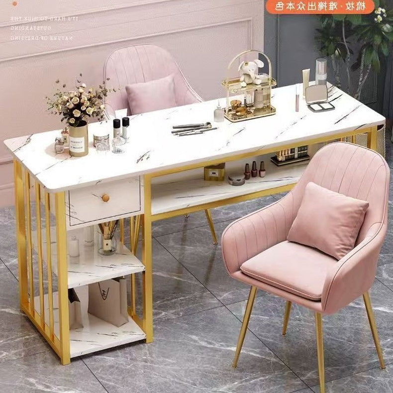 Influencer-approved nail table set: professional nail salon furniture, new light luxury double nail table with solid wood base