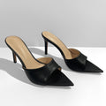 Silk satin elegant high heel slippers - women's summer must-have: stunning, versatile, minimalist, single strap stiletto, pointed toe, sexy outdoor wear