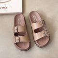 Thick sole sandals and slippers for women summernew arrival birkenstock shoes lazy outwearnon-slip one-line slippers fashion square buckle easiest for match women