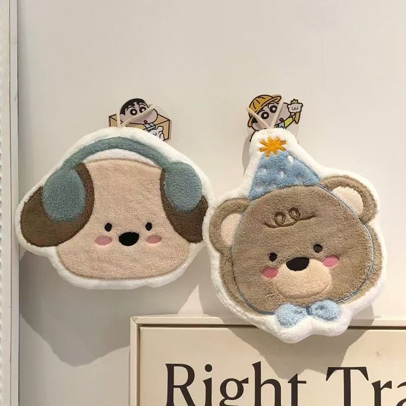 Cute animal hand towel - hanging style, super absorbent, thickened kitchen & bathroom towel/paper towel for hand drying