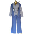 European and american cross-border women's fashion  autumn new design: striped long-sleeve shirt with turn-down collar and wide-leg pants set