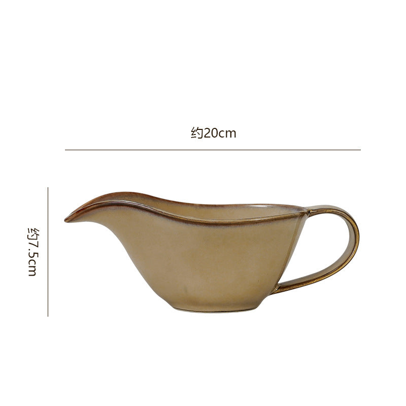 Simple retro practical ceramic sauce cup with handle - ideal for hotels, restaurants, western cuisine, creative steak sauces, and cooking sauces
