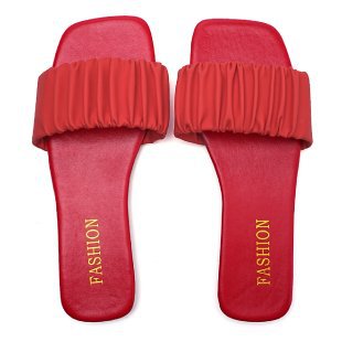 export women's summer new casual fashion flat sandals - plus size, one-strap, ruched, slip-on slides