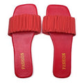 export women's summer new casual fashion flat sandals - plus size, one-strap, ruched, slip-on slides