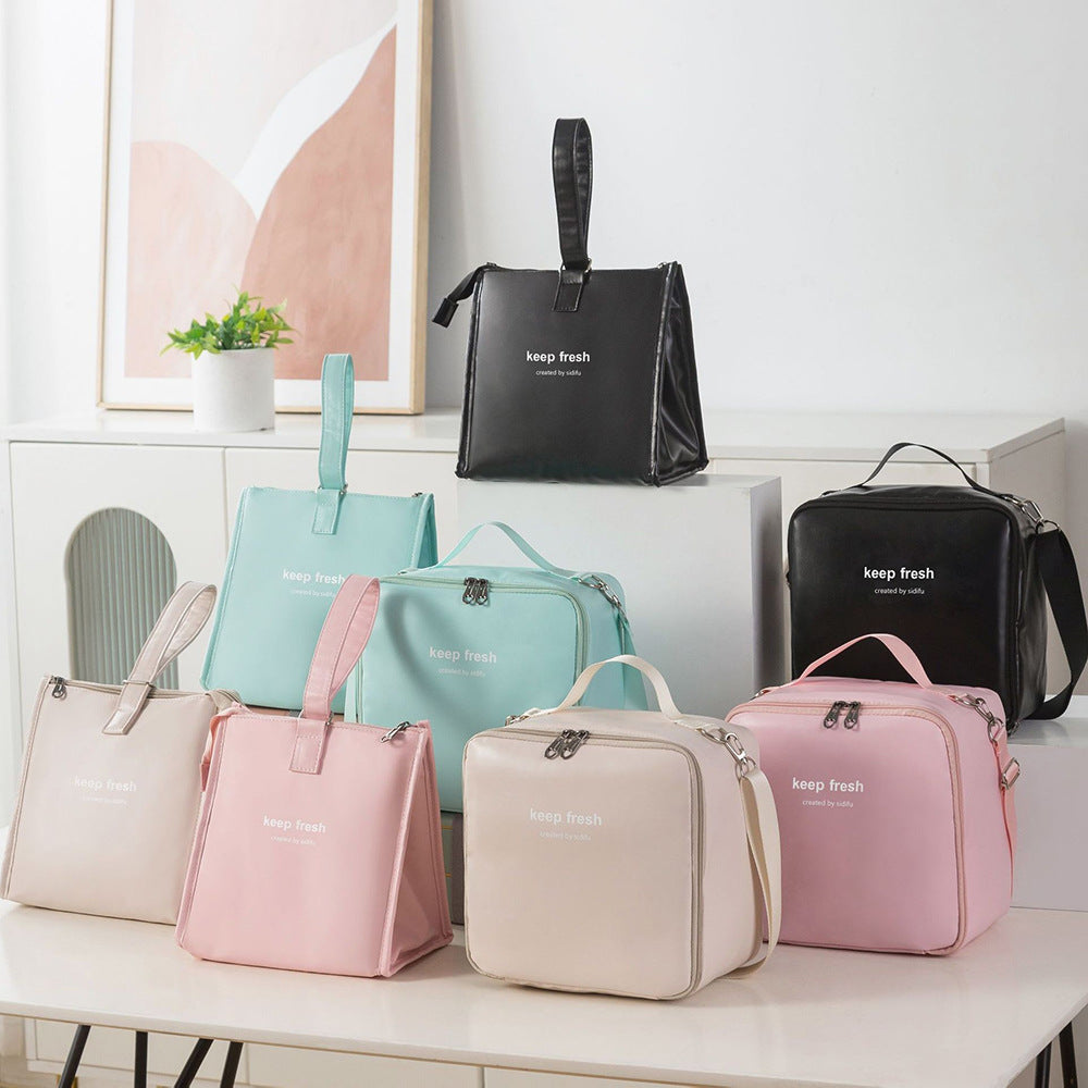 Customized pu bento bag, large-capacity student lunch box bag, lunch bag, office workers bring rice, portable bento bag, thermal insulation bag