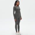 European and american seamless yoga set - high-waisted butt-lifting peach lift leggings with long-sleeve compression top - running & fitness activewear set