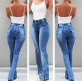 fashion  spring new  fashion stretch slit flare high waistjeans women's pants