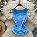 Casualwork clothing style silmslimming look pleated vest women's summer outweareasiest for matchcasualpure color sleevelesseleganttops