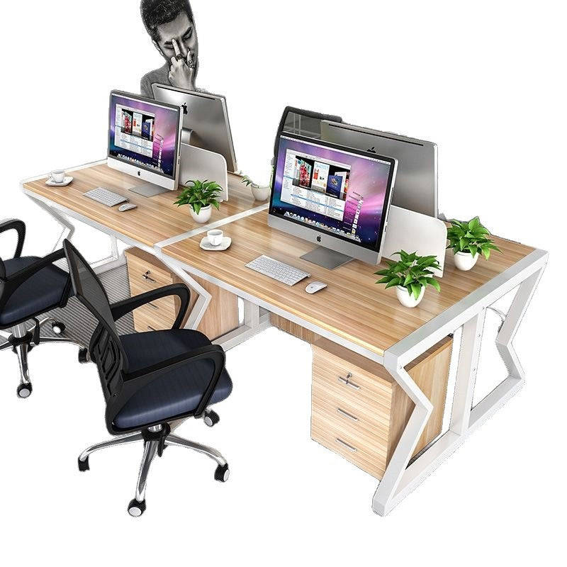 Minimalist modern computer desk with screen, staff workstation, office furniture, employee desk and chair combination - 4, 6, or 8 seater options available
