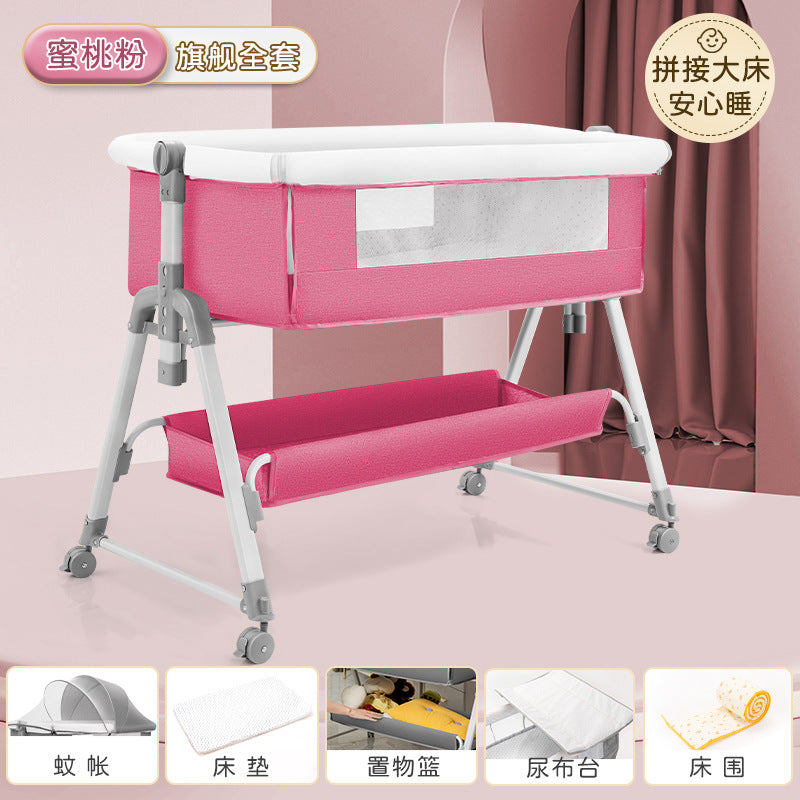 Baby crib baby rocking bed patchwork large bed kids multifunctional foldable adjustable bb newborn toddler cradle bed