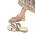 Women's rhinestone flip-flops sandals - summer 2025 new fashion, fairy style, perfect with skirts, flat beach slippers